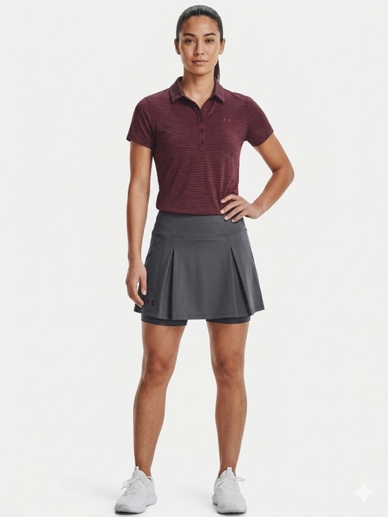 Under Armour Tops - Under Armour Women’s Zinger Stripe Golf Polo Shirt Burgundy Maroon Size M
